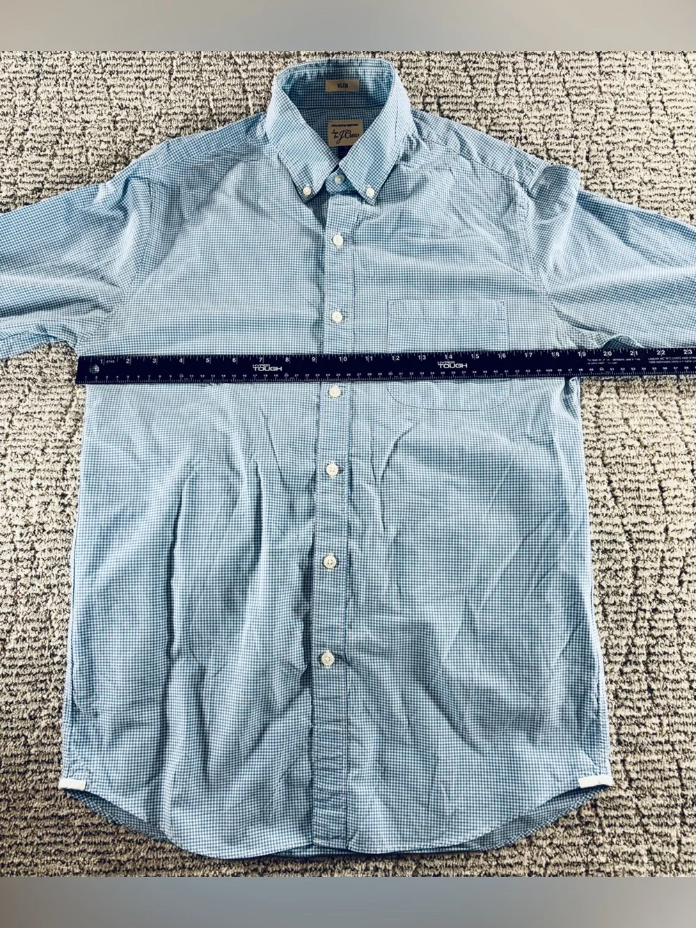 J. Crew Men’s Size Small Blue-White Checkered Slim Fit Button Down Shirt